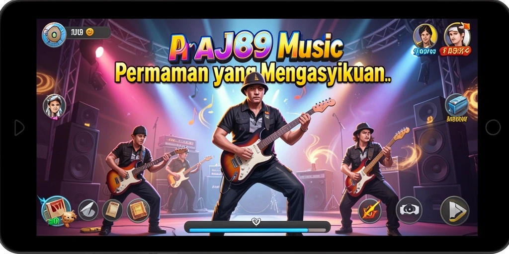 Tampilan gameplay AJO89 dengan berbagai fitur musik yang menyenangkan.