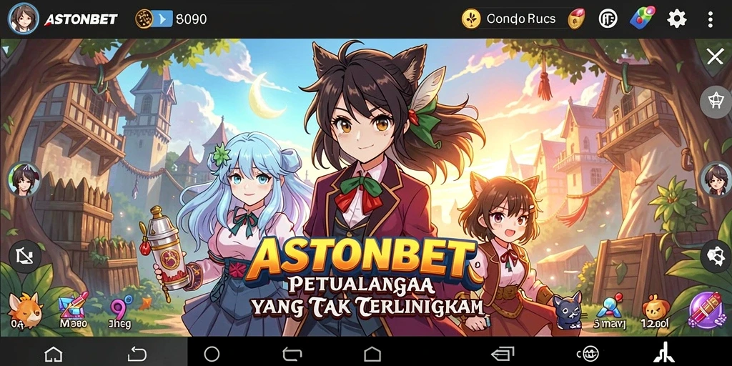 Tampilan gameplay ASTONBET yang penuh warna dan karakter Anime yang menarik.