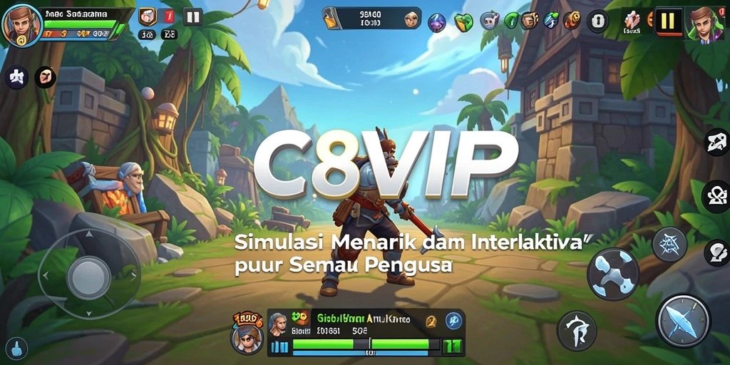 Tangkapan layar gameplay C8VIP menampilkan interaksi pengguna dalam dunia simulasi.
