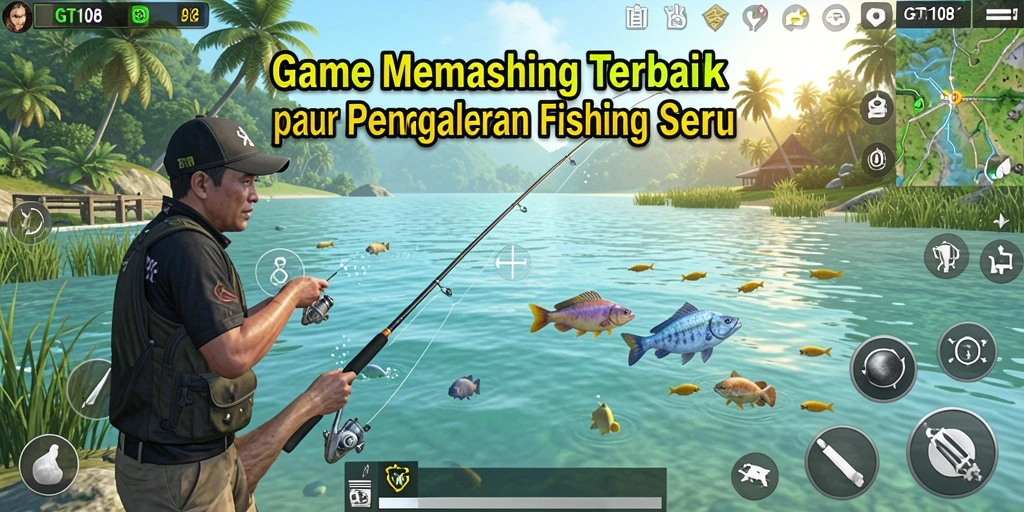 Gameplay GT108 menampilkan pengalaman memancing yang realistis dan mendebarkan.