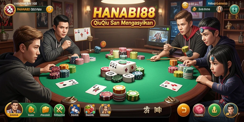 Tangkapan layar menunjukkan gameplay seru QiuQiu di HANABI88.