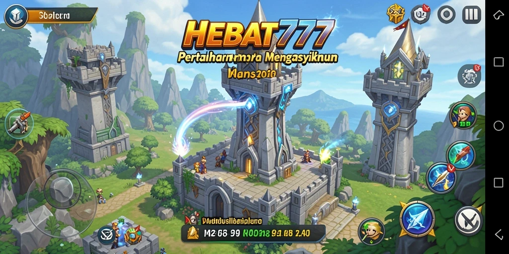 Tampilan gameplay HEBAT777 menampilkan menara berkualitas tinggi dan strategi pertahanan yang mendebarkan.