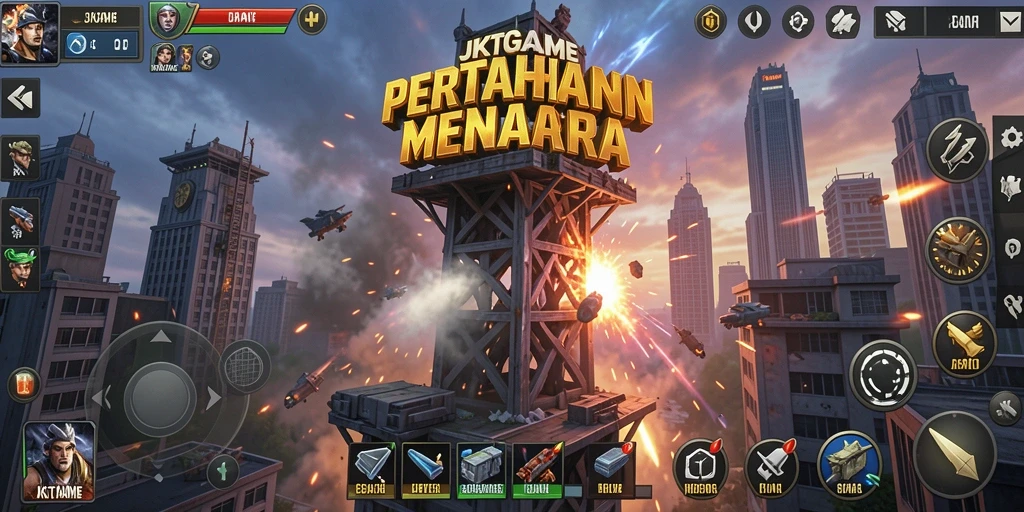 Tangkapan layar gameplay JKTGAME yang menunjukkan pertarungan seru Tower Defense.