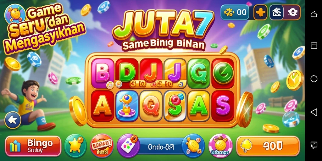 Screenshot utama JUTA7 menampilkan gameplay Bingo yang seru.