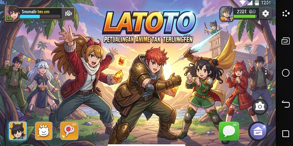 Tampilan gameplay LATOTO yang menampilkan aksi seru dan karakter Anime.