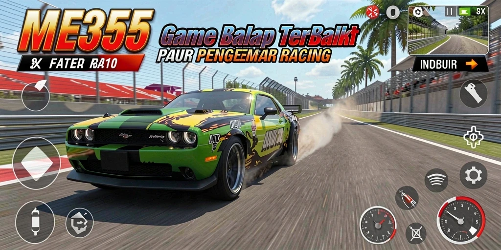 Tampilan gameplay balap seru dan mendebarkan di ME355.