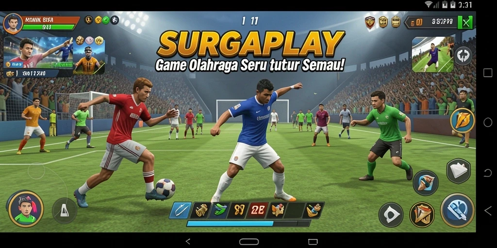 Tangkapan layar gameplay SURGAPLAY yang menunjukkan aksi olahraga yang seru.