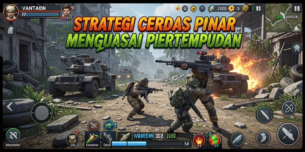 Tangkapan layar gameplay VANTAIDN menampilkan pertempuran strategi yang intens.