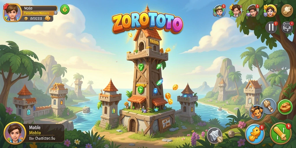 Gambar gameplay ZOROTOTO menampilkan pertahanan menara yang strategis dan intens.
